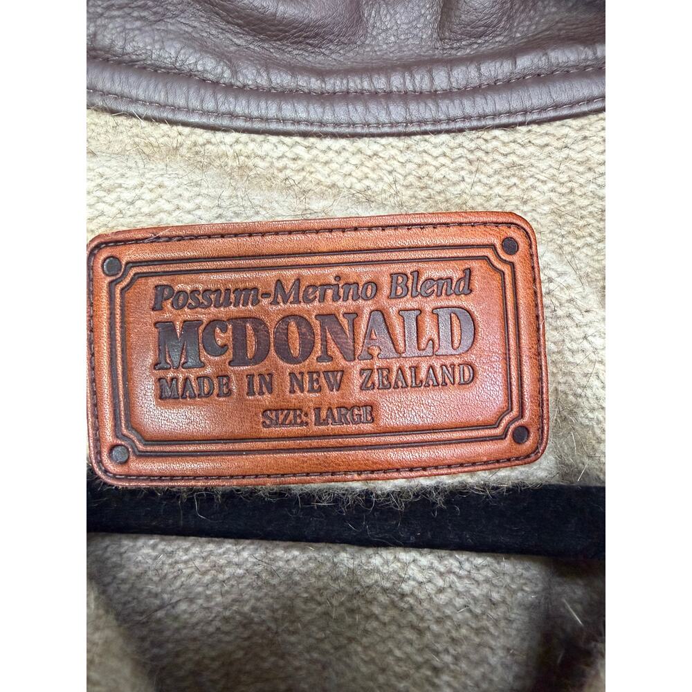 McDonald New Zealand Possum-Merino Blend quarter-zip sweater Size Large Tan - Picture 3 of 6